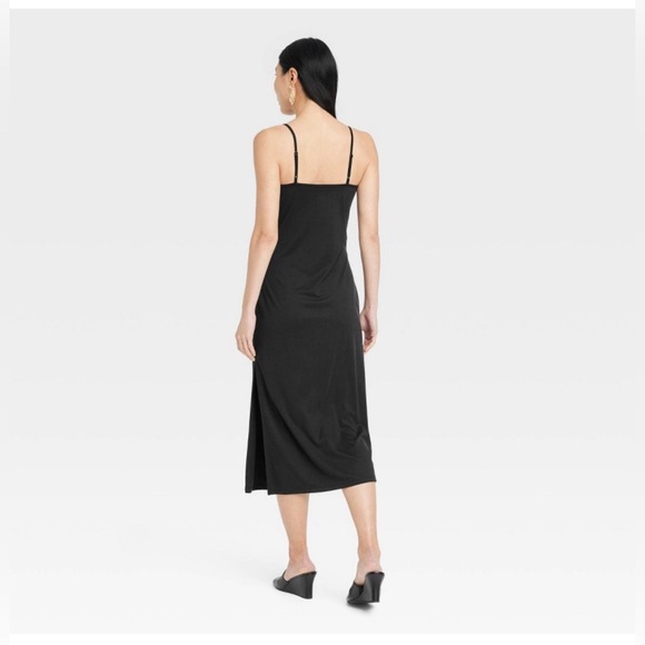 Women's Rib-Knit Midi Cami Dress - A New Day™ Black M - Picture 2 of 4